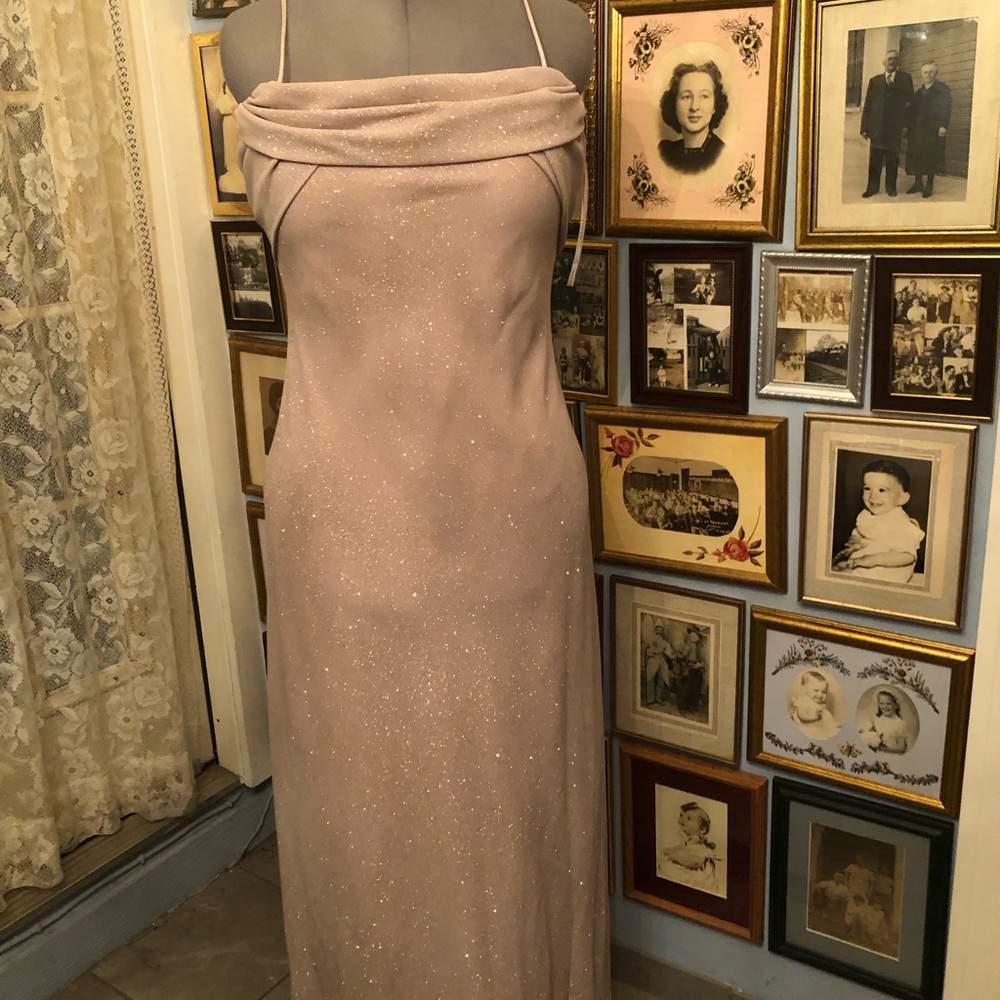 Glittering Betsy & Adams Gown Gray With Silver Sparkles S 10